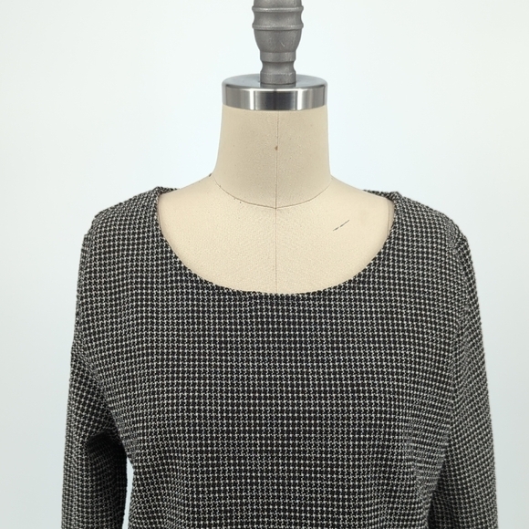 Women's Tweed Boxy Shirt Top Black White M preppy Business casual retro hipster - Picture 3 of 3